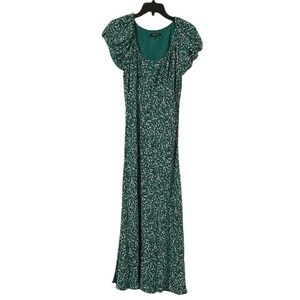 Madewell Women's Green Multicolor Floral Ruched Scoopneck Midi Dress Size 4